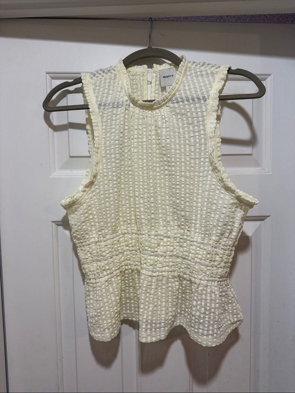 NWT- Maeve Cream Textured Peplum Shell Top Size Medium